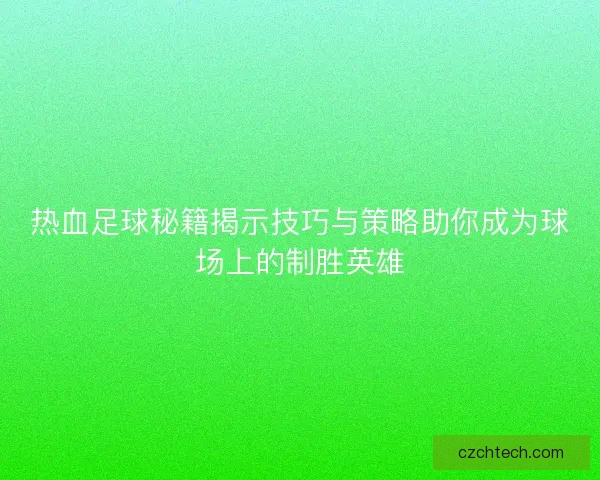 热血足球秘籍揭示技巧与策略助你成为球场上的制胜英雄